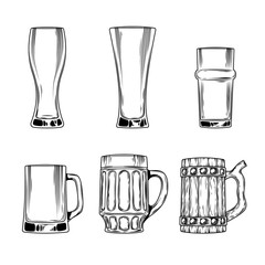 Set of vector icons beer glasses