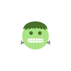 Abstract flat design halloween zombie emoji icon