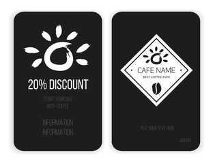 coffee discount card. template for your design. Black and white