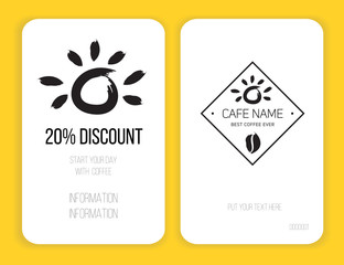 coffee discount card. template for your design. Black and white