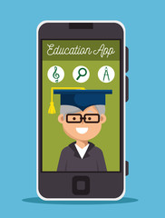man old smartphone education online design vector illustration