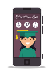 girl app education online smartphone design vector illustration