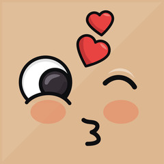 lovely heart emoticon winking eyes vector illustration eps 10