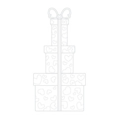 Vector illustration of gift boxes decorated hearts on white back