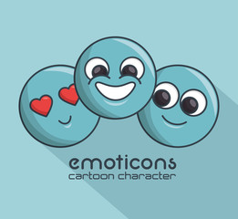 three cartoon emoticons cheerful shadow vector illustration eps 10