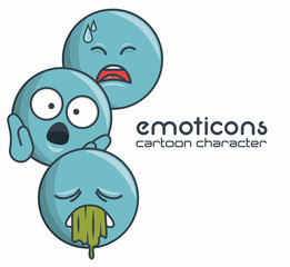 set emoticons character sad sick surprise design vector illustration