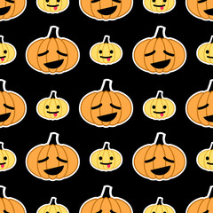 Black Halloween pumpkin seamless pattern