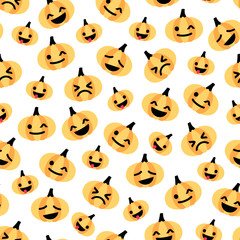 Light flat Halloween pumpkin seamless pattern
