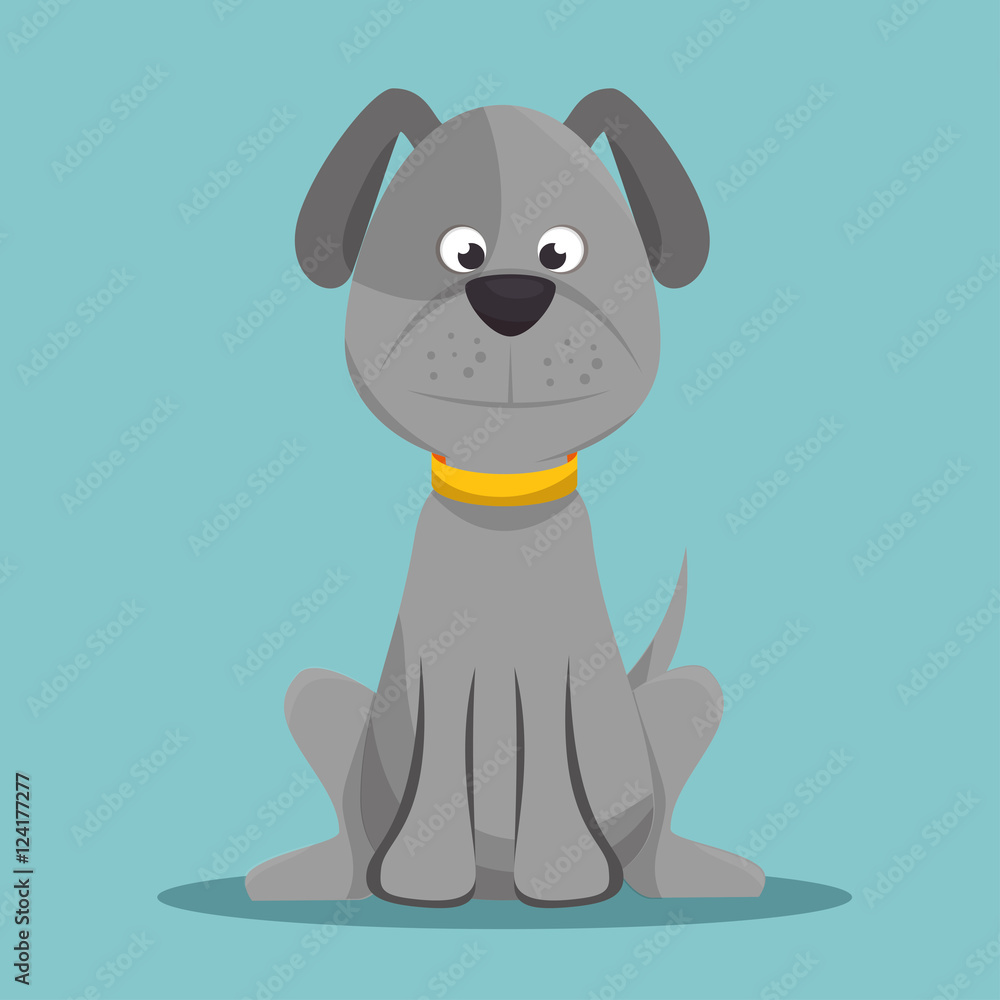 Poster character doggy gray sitting design vector illustration