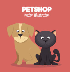 veterinary pet shop cat and dog graphic vector illustration eps 10