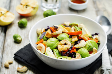 cashew apple salad with maple syrup, olive oil dressing
