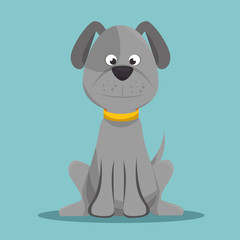 character doggy gray sitting design vector illustration