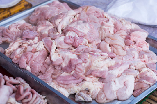 raw animal pork chitterlings