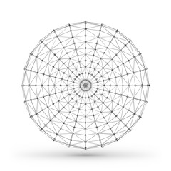 Wireframe polygonal geometric element. Sphere with connected lines and dots. Vector Illustration on white background with shade