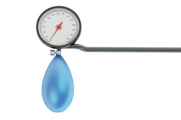 mechanical pressure-gauge, sphygmomanometer. 3D rendering