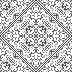 Seamless Abstract Tribal Black-White Pattern. Hand Drawn Ethnic
