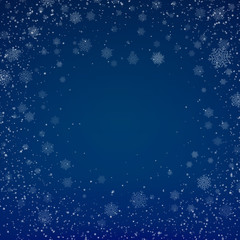 Blue christmas snowflakes background with lights. Abstract vector illustration. Decorative background for holiday greeting card