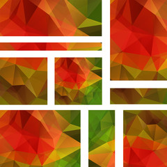Abstract banner with business design templates. Set of Banners with polygonal mosaic backgrounds. Geometric triangular vector illustration. Red, yellow, brown, green colors