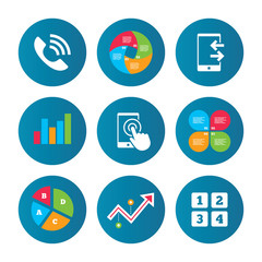 Phone icons. Call center support symbol.