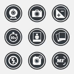 Photo, video icons. Camera, photos and frame.