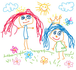 Children drawing princess