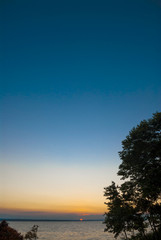 When the sun goes down behind the mountains. Lago Peten Itza, Guatemala