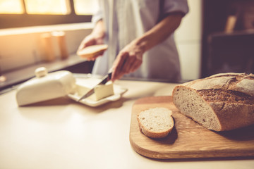 Young woman in kitchen