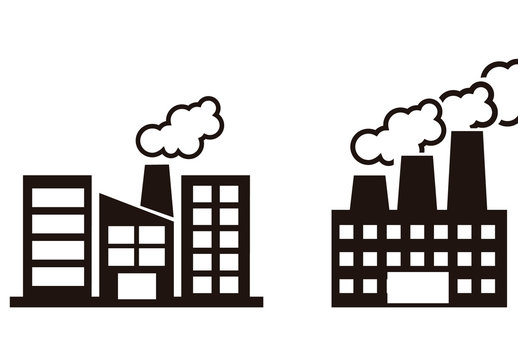 9 Black and White Industrial Building Icons