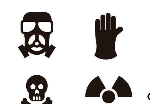 9 Black and White Biohazard and Nuclear Icons