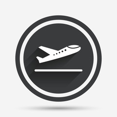 Plane takeoff icon. Airplane transport symbol.