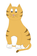 vector illustration of a happy yellow striped cat