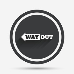 Way out left sign icon. Arrow symbol.