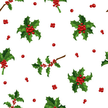 Christmas berry decoration seamless pattern