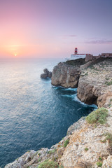 Fototapeta na wymiar Sunset at Cape St. Vincent, Continental Europe's most South-west