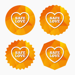 Safe love sign icon. Safe sex symbol.