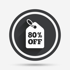 80 percent sale price tag sign icon.