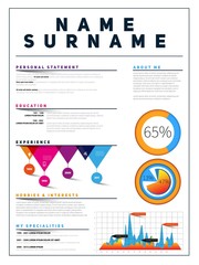 Fototapeta premium Resume Minimalist CV, Template with simple design, company appli
