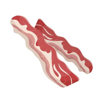 Bacon icon in cartoon style isolated on white background. Meats symbol stock vector illustration