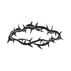 Crown of thorns icon in black style isolated on white background. Religion symbol stock vector illustration. - 124186030