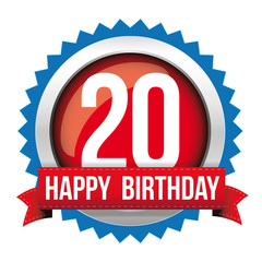 Twenty years happy birthday badge ribbon