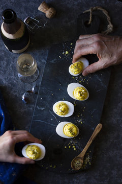 Dukkah deviled eggs