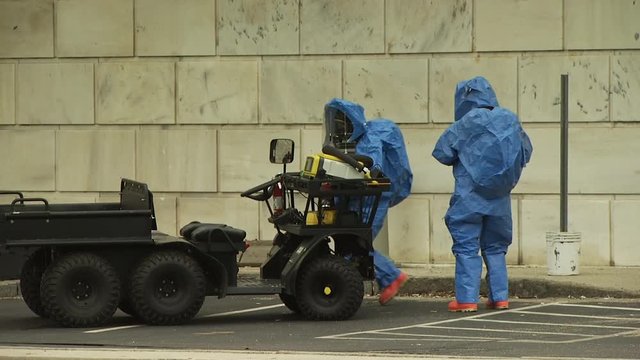 Homeland Security members during nuclear disaster preparedness drill