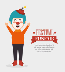 poster funny clown festival funfair vector illustration eps 10