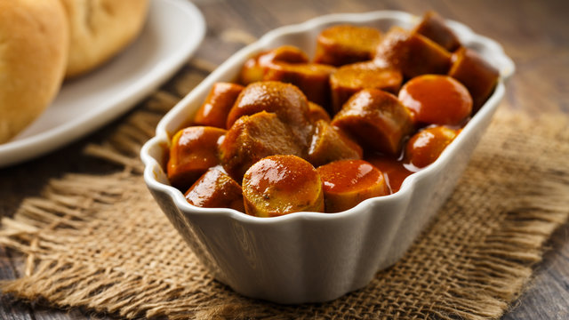 Currywurst - fried sausage with ketchup