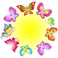 color butterflies,isolated on a white