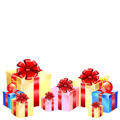 Christmas gifts, on a white