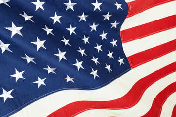 Close up studio shot of cotton flag - United States of America
