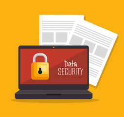 laptop security data server document vector illustration eps 10