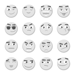 Emoticon set. Collection of Emoji. 3d emoticons. Smiley face icons isolated on white background. Vector 