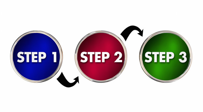 Steps 1 2 3 One Two Three Instructions Circles 3d Illustration